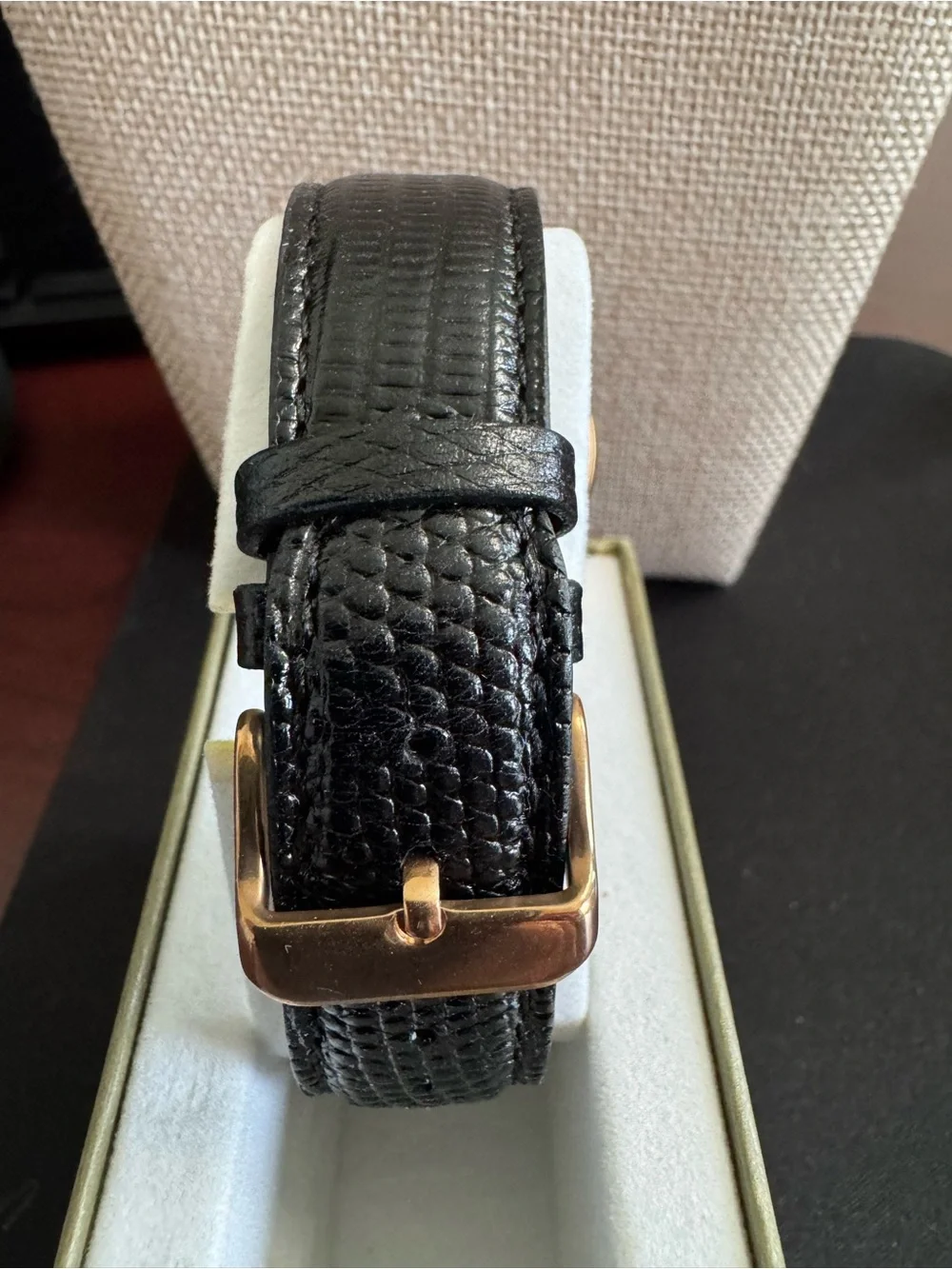 Honora Black Dial Bronze Gold Case Men/Women Dress Watch w/ Green Pearl Bezel
